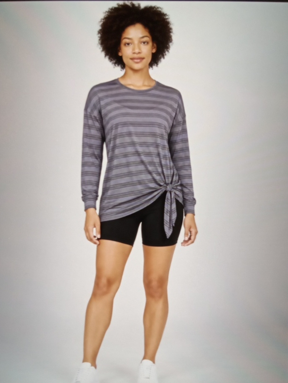Lululemon Tie Your Practice Long Sleeve Striped Moon Walk Gym Gorpcore Sz 6